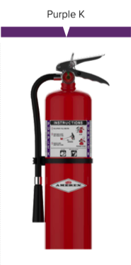 Purple K dry chemical fire extinguisher